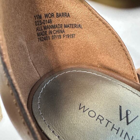 NWT Worthington Size 11 Brown Vacation Ankle Strappy Block High Heel Open Toe - Picture 10 of 10